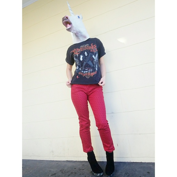 DG2 by Diane Gilman 4P Skinny Jeans Red Stars - Picture 2 of 8
